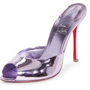 Christian louboutin me dolly 100mm purple metallic mirror stiletto peep toe 39